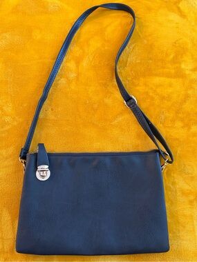 Navy Blue Crossbody Organizer Bag Multi Compartment Adjustable Strap